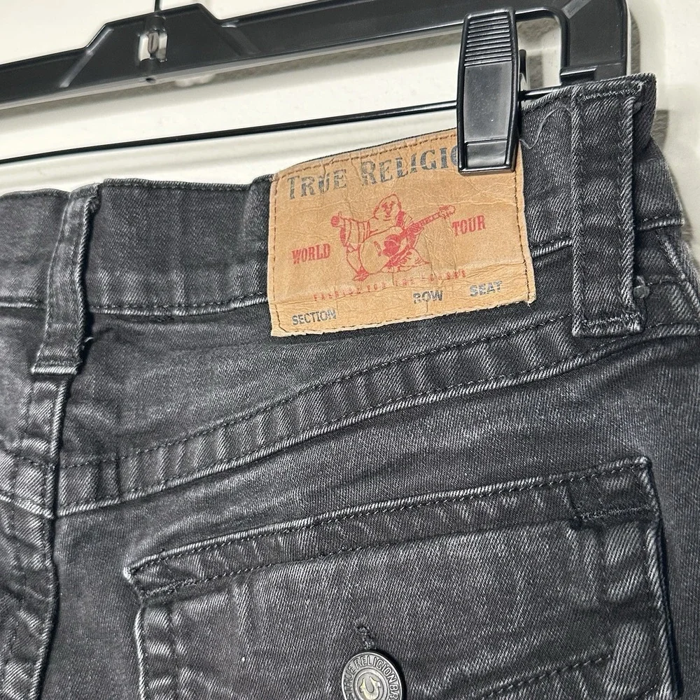 True Religion Jeans Mens 31 Black Denim Ricky‎ Relaxed Straight Flap Pocket